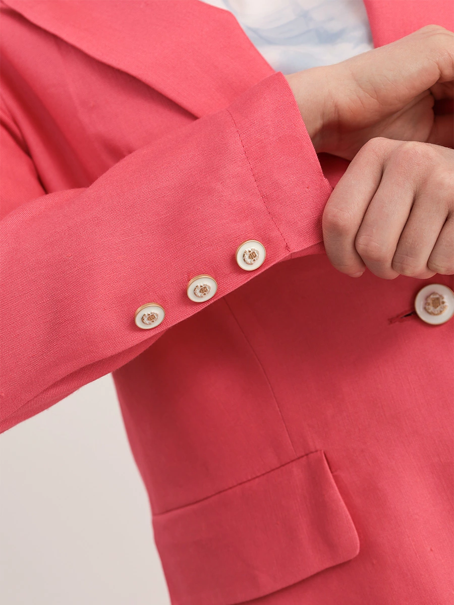 Жакет однобортный свободного кроя из вискозы и льна